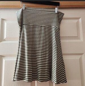 Mossimo Olive Green & White Striped Mini Skirt